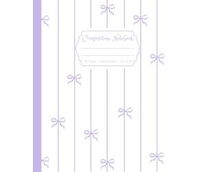 Composition Notebook Super Cute & Elegant White Preppy Aesthetic Pastel Purple Lavender Coquette Bows: College Ruled Journal for Girls, Kids, Teens, Women; Y2K Cool Girly School Supply