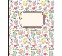 Composition Notebook: Teacher Inspired Journal with a school supplies, bows and flowers aesthetic, 7.5 by 9.25, 120 wide ruled pages, perfect for kids, teens and adults