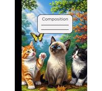Composition Notebook: Three Kittens and a Butterfly Design with 120 Pages, College Ruled, 7.5 x 9.5