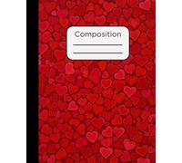 Composition Notebook: Tiny Red Hearts Design with 120 Pages, College Ruled, 7.5 x 9.5