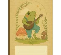 Composition Notebook: Vintage Frog With Mushroom, Wide Ruled, 7.5 x 9.25 inches, 100 Pages For Teens, Students, And Cottagecore Fans ( Notebook )