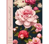 Composition notebook: Vintage pink pastel floral aesthetic black background notebook | college ruled | 120 pages | 7.5×9.25 inches