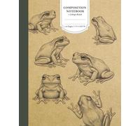 Composition Notebook: Vintage Sketched Frogs Pattern - College Ruled, 110 Pages, 7.5 x 9.25 Inch - Cottagecore Aesthetic Journal for Nature Lovers, School, College, Office, Work