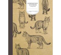 Composition Notebook: Vintage Sketched Tabby Cats Pattern - College Ruled, 110 Pages, 7.5 x 9.25 Inch - Light Academia Aesthetic Journal for Cat Lovers and girls