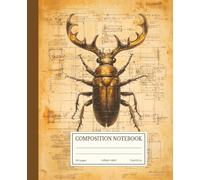 Composition Notebook Vintage Steampunk Stag Beetle Design | 7.5x9.25 in | 110 Pages | College Ruled