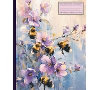 Composition Notebook Wide Rule: Botanical Busy Bees Amongst Flowers Illustration