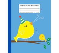 Composition Notebook Wide-Ruled: 108 Pages, 7.5 x 9.25 Inches, Singing Yellow Birds Party Hat Matte Softcover - Writing Supplies for Daily Notes, School, Kids, Students, and Teachers