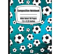 Composition Notebook Wide Ruled 110 Pages: Blue Football Aesthetic Notebook for Kids, 7.5 X 9.25 Inches Wide Ruled, School and Office Supplies, 110 Pages, Journal, Football Book for Boys and Girls