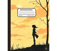 Composition Notebook: Wide Ruled 7.5 in x 9.25 in, 200 Pages, Pensive Character Beneath the Orange Sky (orange color scheme)
