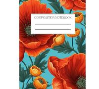 Composition Notebook, Wide Ruled Composition, Beautiful Vintage Flower Cover Notepad Lined Notebook Journal Notebooks for School Supplies Notes Taking ... And Adults 7.5 x 9.25 in With 110 Pages