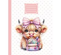 Composition Notebook Wide Ruled: Cute Girly Pretty Pink Highland Cow: Journal for Women, Teen Girls, Writing, Back to School, College, University, Work, Office