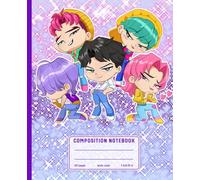 Composition Notebook Wide Ruled: Cute K-Pop Anime Chibi Boy Band Illustration | Fun Journal For Students, School, College, Teachers, and Office Use