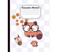 Composition Notebook Wide Ruled: Cute Kawaii Red Panda Lined Journal for Kids Grades 3-5 | Trendy Aesthetic Checkerboard Back to School Supplies | 100 Pages