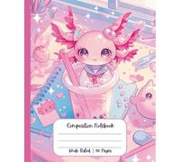 Composition Notebook Wide Ruled Cute Kawaii School Supplies Axolotl in Boba Tea Pastel Pink Purple for Girls Teens Kids Lined Journal for Writing | ... School Students | Work | Japanese | Adorable