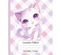 Composition Notebook Wide Ruled Cute Kawaii School Supplies Cat Kitty Kitten Pastel Pink Purple for Girls | Teens | Kids | Lined Journal for Writing | ... School Students | Work | Japanese | 3rd Grade