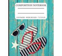 Composition Notebook Wide Ruled for Boys or Girls, Cute Aesthetic Beach Themed Background