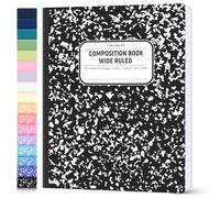 Composition Notebook Wide Ruled, Lay Flat Wide Ruled Composition Book with Smooth Paper, Pastels Colors Notebook for School Supplies, Back to School for Students, 7.5" x 9.75" , 160 Pages/ 80 Sheets