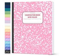 Composition Notebook Wide Ruled, Lay Flat Wide Ruled Composition Book with Smooth Paper, Pastels Colors Notebook for School Supplies, Back to School for Students, 7.5" x 9.75" , 160 Pages/ 80 Sheets