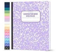 Composition Notebook Wide Ruled, Lay Flat Wide Ruled Composition Book with Smooth Paper, Pastels Colors Notebook for School Supplies, Back to School for Students, 7.5" x 9.75" , 160 Pages/ 80 Sheets