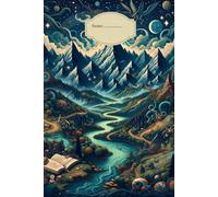 Composition Notebook: Wide Ruled Lined Paper Notebook for School, Aesthetic Celestial Moon and Stars Cover, Blue Magical Journal, 120 Pages