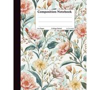Composition Notebook , Wide Ruled Paper 7.5 x 9.25 Size | Beautiful Flower Design Notebook Perfect for Office School Home Supplies | 110 Pages Journal Perfect Gift | Made in USA