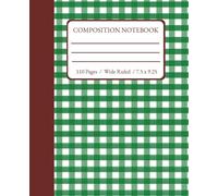 Composition Notebook Wide Ruled: Preppy Classic Checkered Green & Brown Spine Pattern, Perfect Check Journal for Class Notes, School, College Student, ... Checked Book | 110 Pages, 7.5 x 9.25 Inches