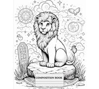 Composition Notebook with lion cub Coloring Cover for Kids & Adults ,Back to School Supplies: Office and Work Supplies , Wide Ruled Notebook
