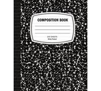 Composition Notebooks, Wide Ruled Paper, 9-3/4" x 7-1/2", Black Marble Covers, 100 Sheets
