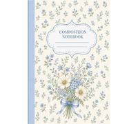 Composition Wide Ruled Notebook: Light Blue Floral Illustration, for School, College, Work & Journaling