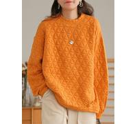 Composito Cotone Diamante Forma Goffrato Loose Felpa Manica Lunga Inverno Wear