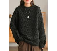 Composito Cotone Diamante Forma Goffrato Loose Felpa Manica Lunga Inverno Wear