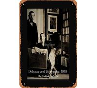 Compositori Claude Debussy e Igor Stravinsky a Parigi, 1910 ~ Foto del compositore Erik Satie Poster Retro Metallo Tin Vintage Sign 30,5 x 20,3 cm Home Bar Man Cave Wall Decor