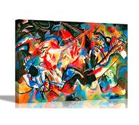Composizione 6 di Wassily Kandinsky su tela incorniciata da appendere alla parete, riproduzione della pittura a olio, 101 x 76 cm