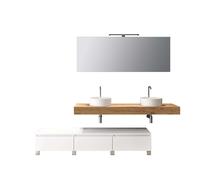 Composizione Bagno 180cm Con Doppio Lavabo, Cassetti E Specchio