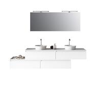 Composizione Bagno 225cm Sospesa Con Doppio Lavabo, Cassetti E Specchio