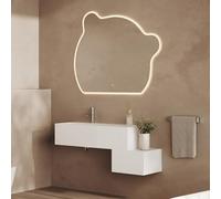 Composizione bagno sospesa 100 cm bianco opaco con mobile 40 cm cannettato soft close e lavabo 60 cm in resina, TEVERE