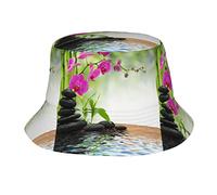 Composizione Bambù Orchidea Viola Pietre Nere Cappelli da pescatore per donna Uomo Cappelli da pescatore estivi unisex Cappellino per protezione solare per ragazzi Packable Trendy Travel Beach Vacatio