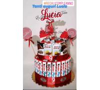 Composizione COMPLETA Torta Con barrette Kinder IDEE IDEA regalo per lei amore
