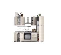 COMPOSIZIONE CUCINA COMPLETA ARES CON LAVELLO A SINISTRA E PIANO COTTURA AD I...
