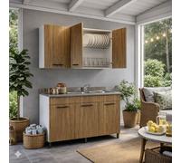 Composizione cucina con ante da 120 Lavello cassettiera pensile