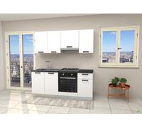 COMPOSIZIONE CUCINA LINEARE 195 CM BIANCO TOP ANTRACITE NON FORATO SENZA FORNO
