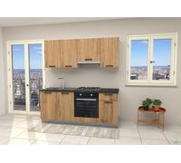 COMPOSIZIONE CUCINA LINEARE 195 CM ROVERE TOP ANTRACITE NON FORATO SENZA FORNO