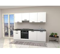 COMPOSIZIONE CUCINA LINEARE 240 CM BIANCO TOP ANTRACITE NON FORATO SENZA FORNO