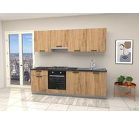 COMPOSIZIONE CUCINA LINEARE 240 CM ROVERE TOP ANTRACITE NON FORATO SENZA FORNO