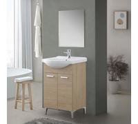 Mobile bagno a terra 55 cm Rovere Dolomite completo di lavabo e specchio Desya