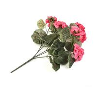 Composizione di fiori artificiali con 5 rami, colore rosso geranio, per casa, ufficio, matrimoni, eventi, decorazione, seta, plastica, filo di ferro (rosa scuro)