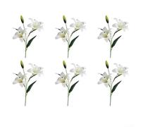 Composizione di fiori di giglio artificiali, 6 pezzi, decorazione per casa e matrimonio, realizzata in plastica per mantenere forma e aspetto nel tempo (bianco)