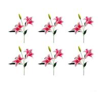 Composizione di fiori di giglio artificiali, 6 pezzi, decorazione per casa e matrimonio, realizzata in plastica per mantenere forma e aspetto nel tempo (rosa)