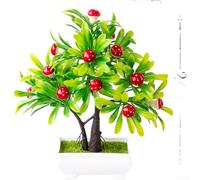 Composizione di frutta artificiale in vaso verde, con fragola, arancia e pepe, per uno stile accogliente di appartamenti o dormitorio (L)