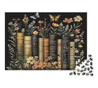 Composizione di libri vintage, puzzle da 1000 pezzi, arte floreale per libreria, gioco educativo per adulti, bellissima decorazione, sfida di alta difficoltà, regalo di compleanno 70x50cm/1000pcs